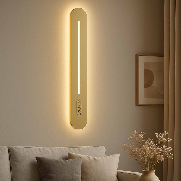 Applique LED tactile Sannix dorée 80 cm, applique linéaire extra longue dorée